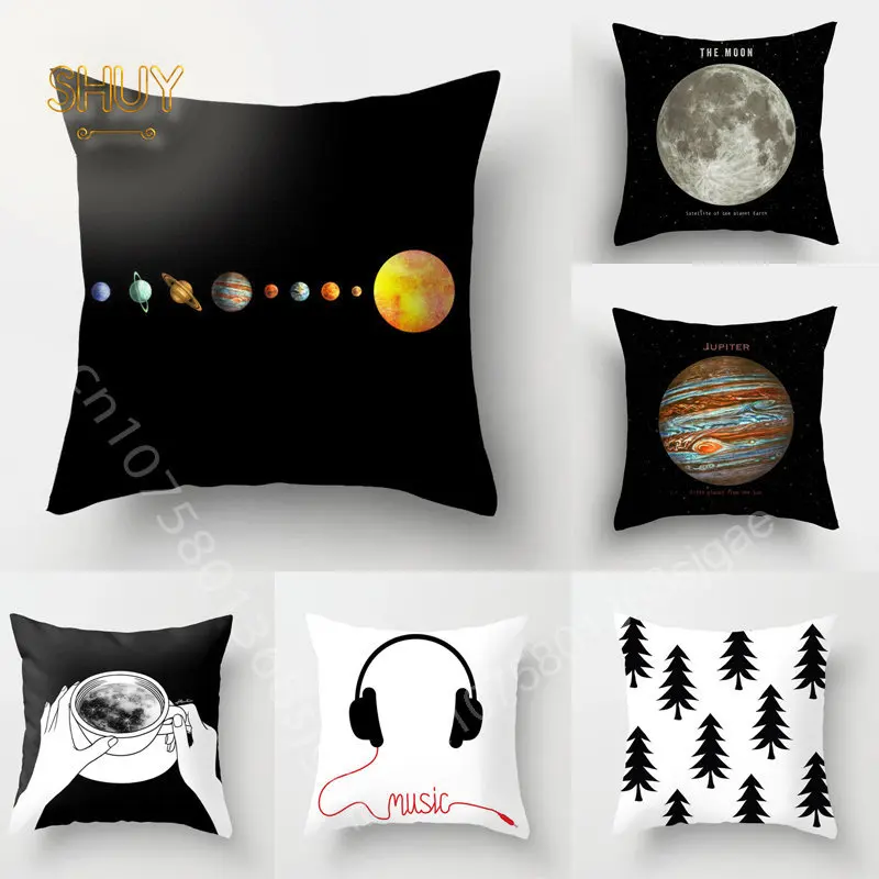 

Galaxy Planets Pillow Case Space Printed Decorative Sofa Bed Cushion Cover Waist Throw Pillowslip Home Office Decor Pillowcase