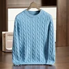 Class A 100% Pure Cashmere Sweater Men's Round Neck Pullover Casual Twisted Flower Knit Bottom Sweater Thick In Autumn Winter 1