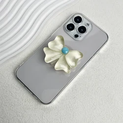 Candy Colored Bow Phone Stand with Cute Socket Grip and Folding Feature (Yellow)