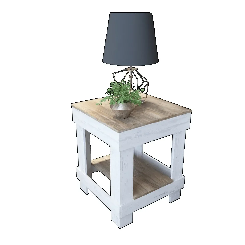 

Плетеные дорожки деревенский деревянный квадратный стол с полкой, натуральный/белый