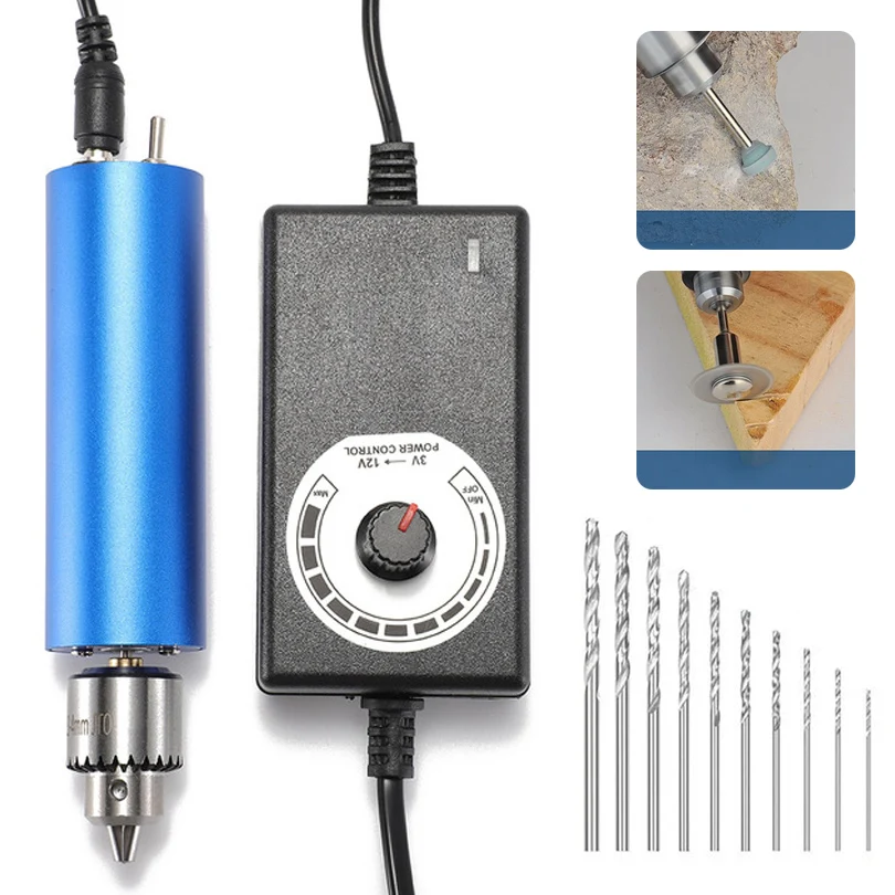 0.3-4mm JT0 Adjustable Electric Hand Drill 3-12V 13000RPM Micro Electric Mill for DIY Woodworking Tools Craft Jewelry Cutting 0 3 4mm jt0 adjustable electric hand drill 3 12v 13000rpm mini micro electric drill mill for diy woodworking tools craft jewelry