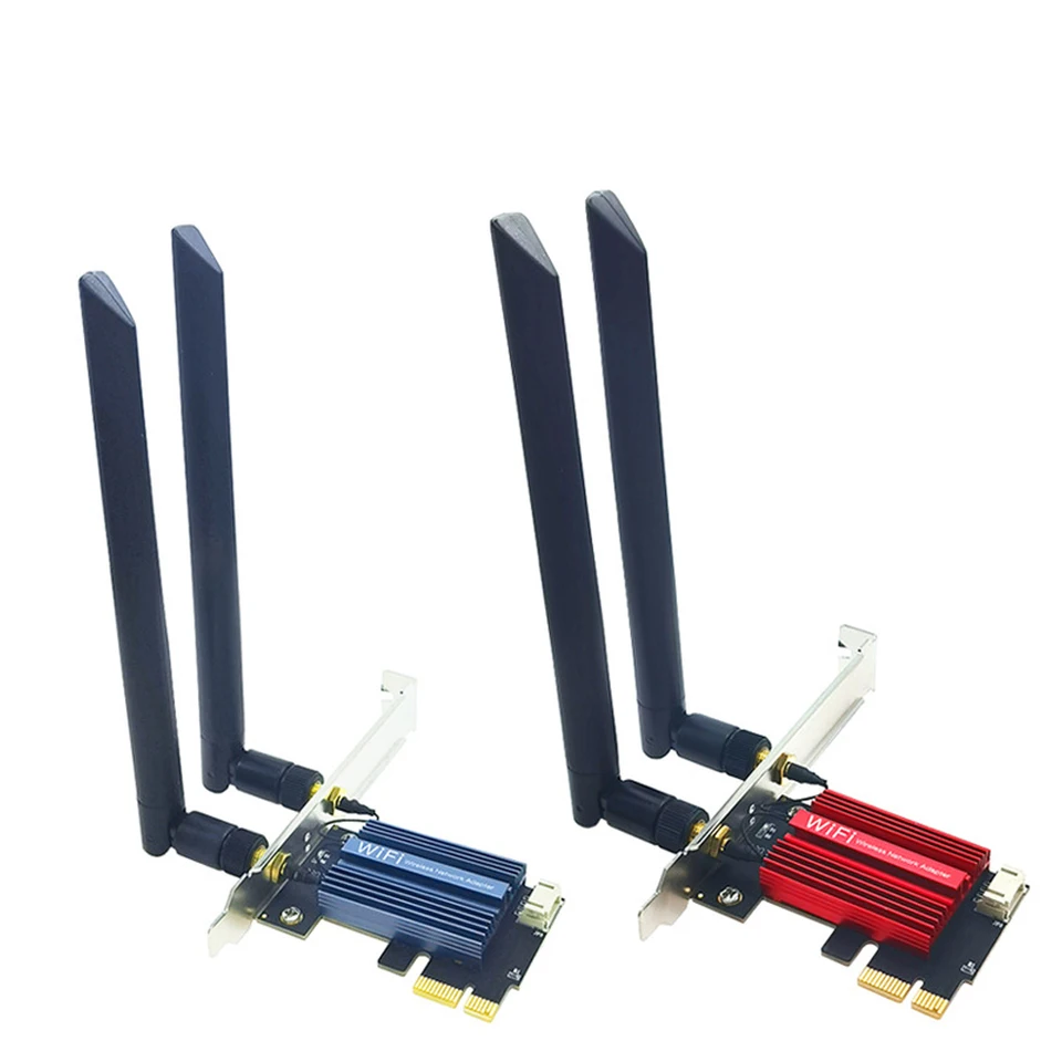 Adattatore WiFi Mini PCIE A PCIE 1X Con 2 Antenne Per Desktop - Aperto Mai Usato