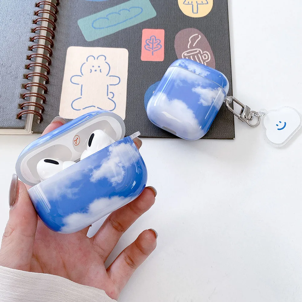 

Блестящий чехол для AirPods 1, 2, 3, с подвеской в виде облаков