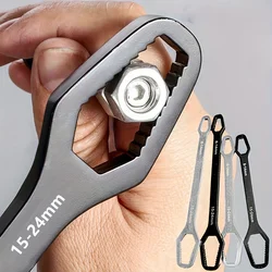 Universal Double Ended Adjustable Ratchet Wrench, Self - Tightening 3 - 17mm Repair Tool (Black)