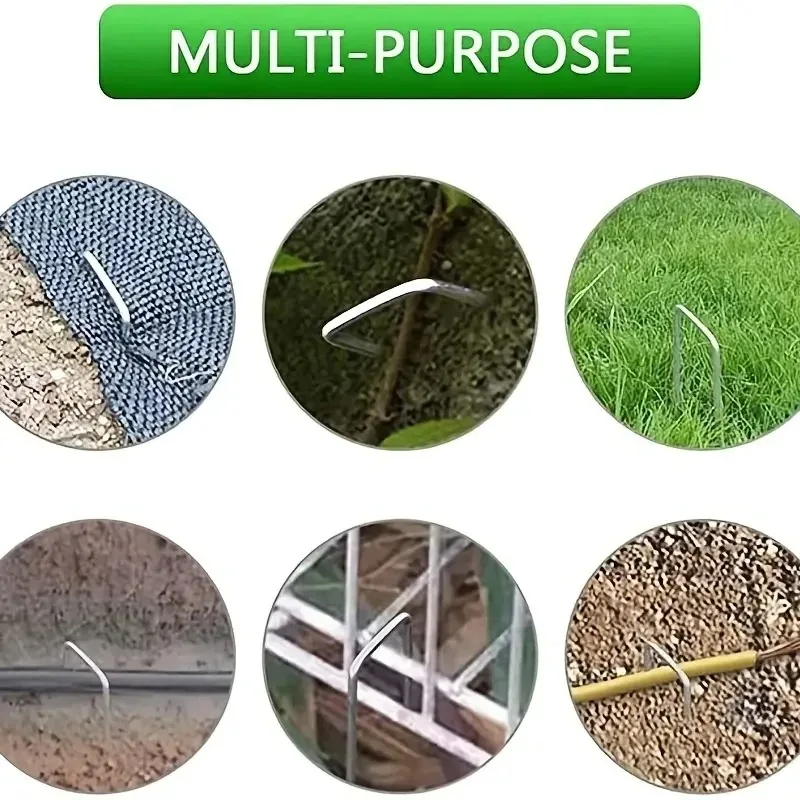 Landscape Staples 50pcs U-Shaped Garden Pins Garden Stakes Staples Heavy Duty Yard Lawn Tent Stakes Securing Pegs For Weed Ba garden staples