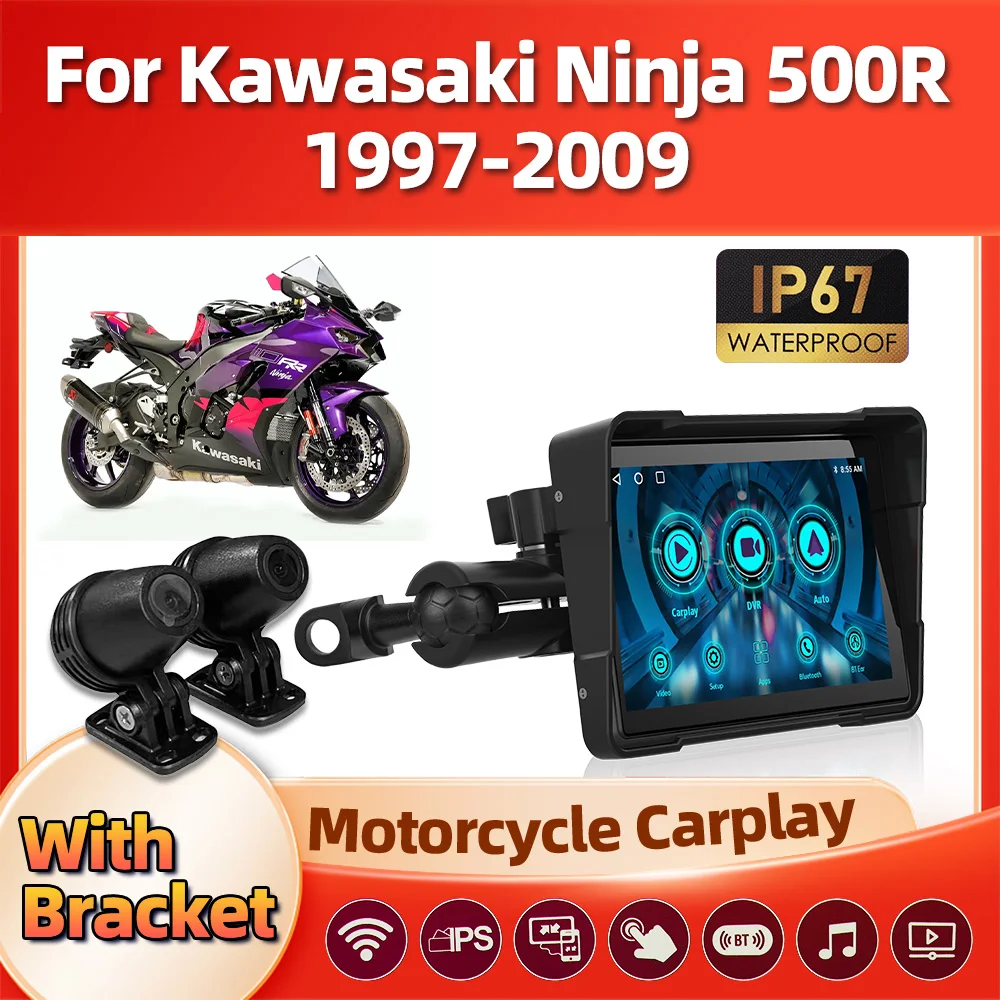 

Motorcycle GPS Navigation Waterproof Moto Carplay Wireless Auto Monitor For Kawasaki Ninja 500R 1997-2005 2006 2007 2008 2009