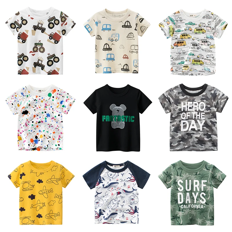 T-shirts Cartoon Boys Girls Kids Car Print T Shirt For a Boy Children Summer Short Sleeve T-shirt Cotton Tops Clothing 2-8 Years
