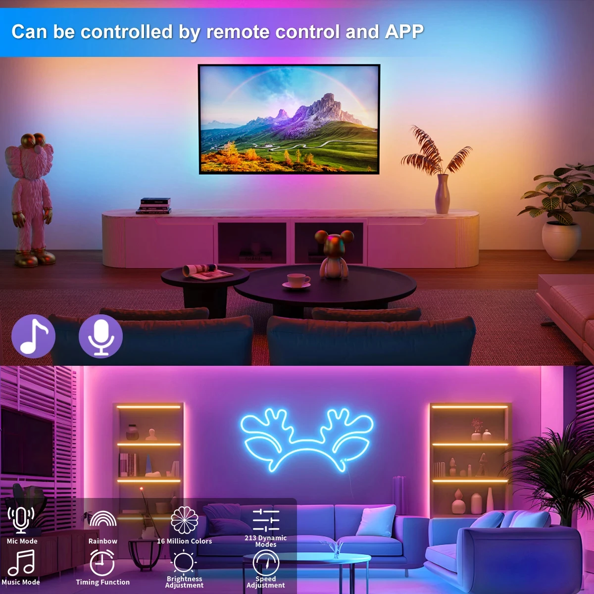 รูปสินค้า ไฟ RGB ยืดหยุ่น ควบคุมผ่านแอพ ตกแต่งบ้านได้ทุกสไตล์