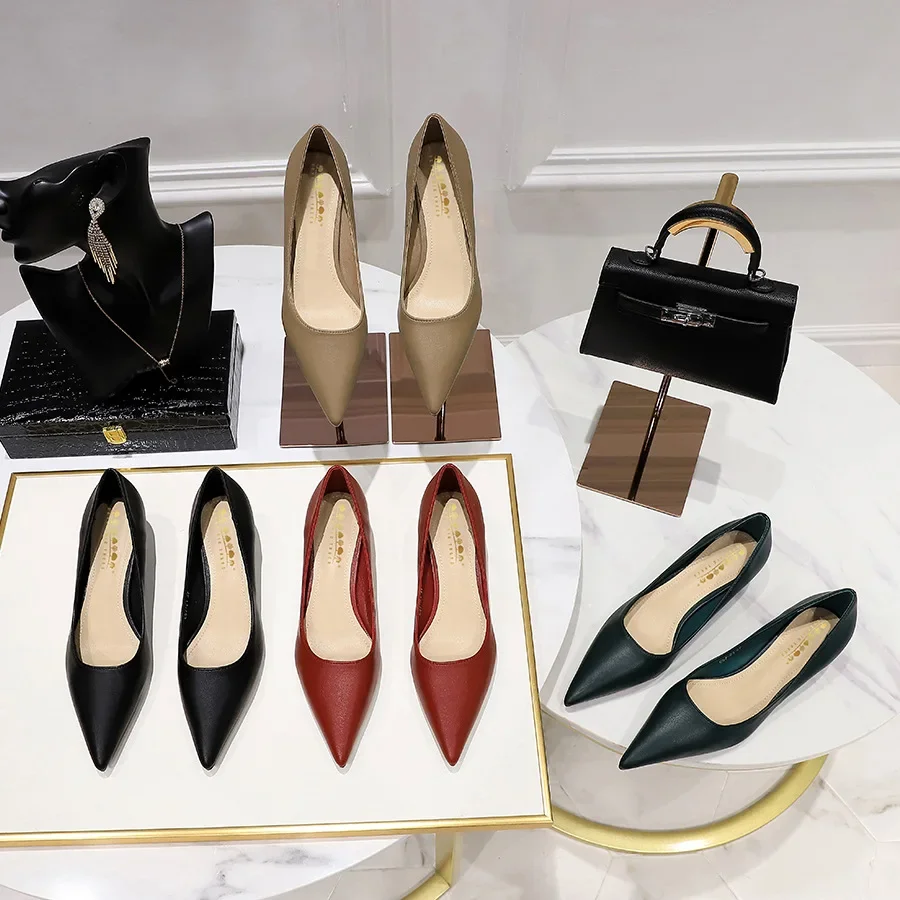2023 Korean Version Women Pumps Fashion Low Heels Pointed Toe Female Shoes Office Work Oxford Shoes for Women Femme Zapatos 2