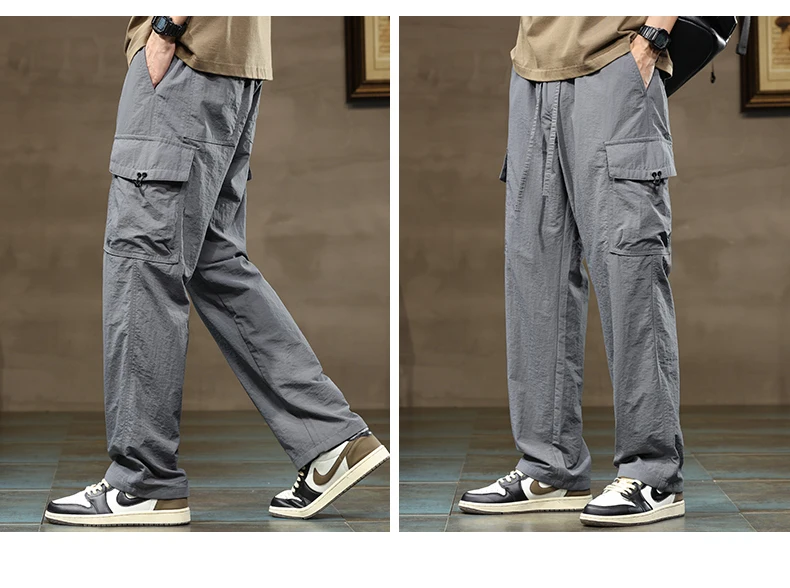 Lässige Hose mit Kordelzug in Voller Länge 2026 Frühling Herbst Herren Sport Outdoor Einfarbige Lose Hosen Streetwear Jogger – Detail 17