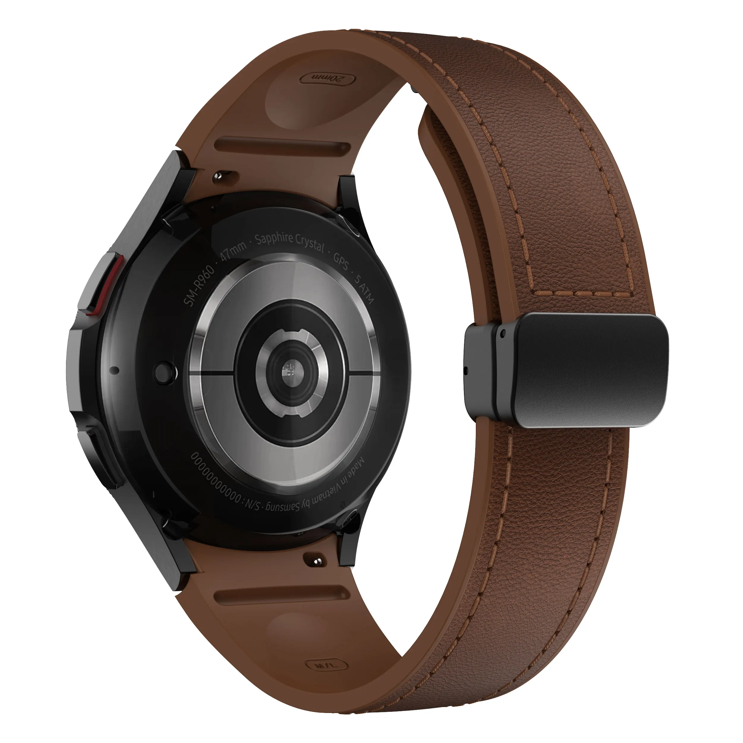 Elegant Genuine Leather and Silicone Watch Strap - Premium Quality Bracelet
