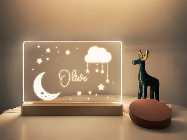 Veilleuse personnalisée avec nom pour enfants, lampe avec signe de nom de  bébé, cadeau pour chambre