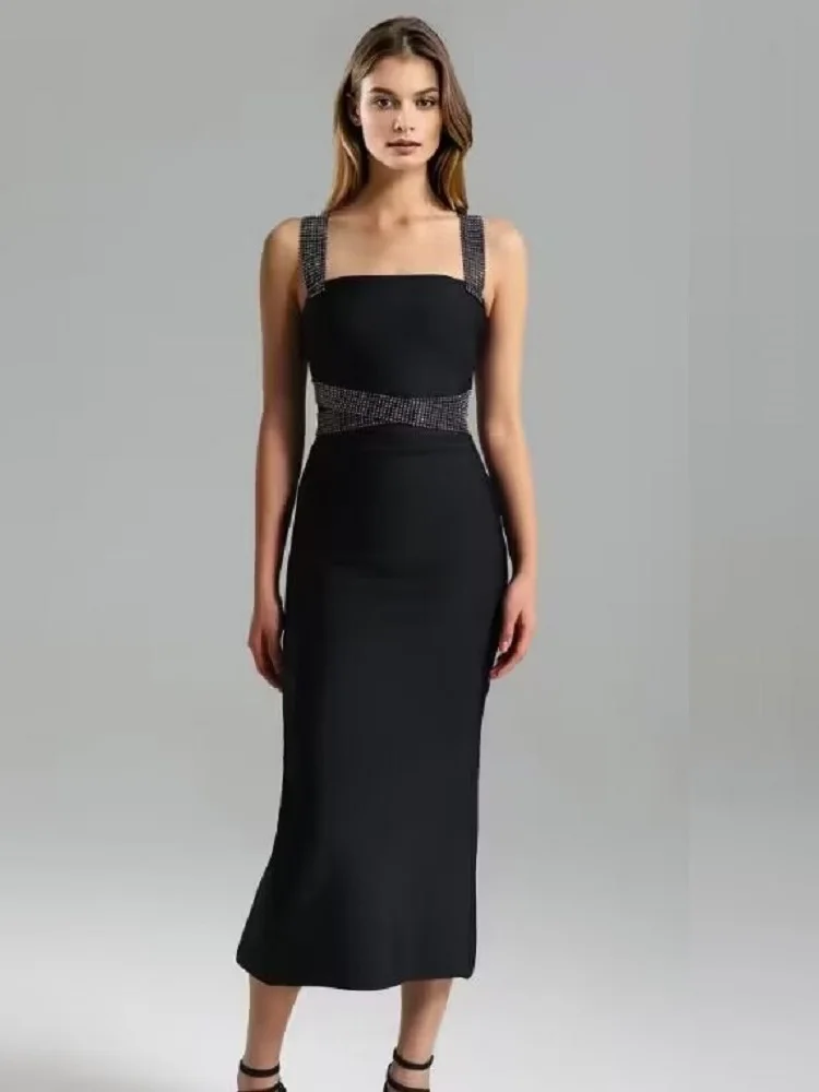 

2024 New Fashion Temperament Slim Neck Long Sleeve Bandage Dress