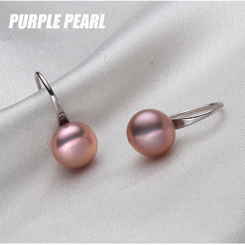 100% Real Natural Pearl Earrings,Fresh Water Pearl Earrings For Women Black Pearl Earrings 925 SilverJewelry Birthday Gift