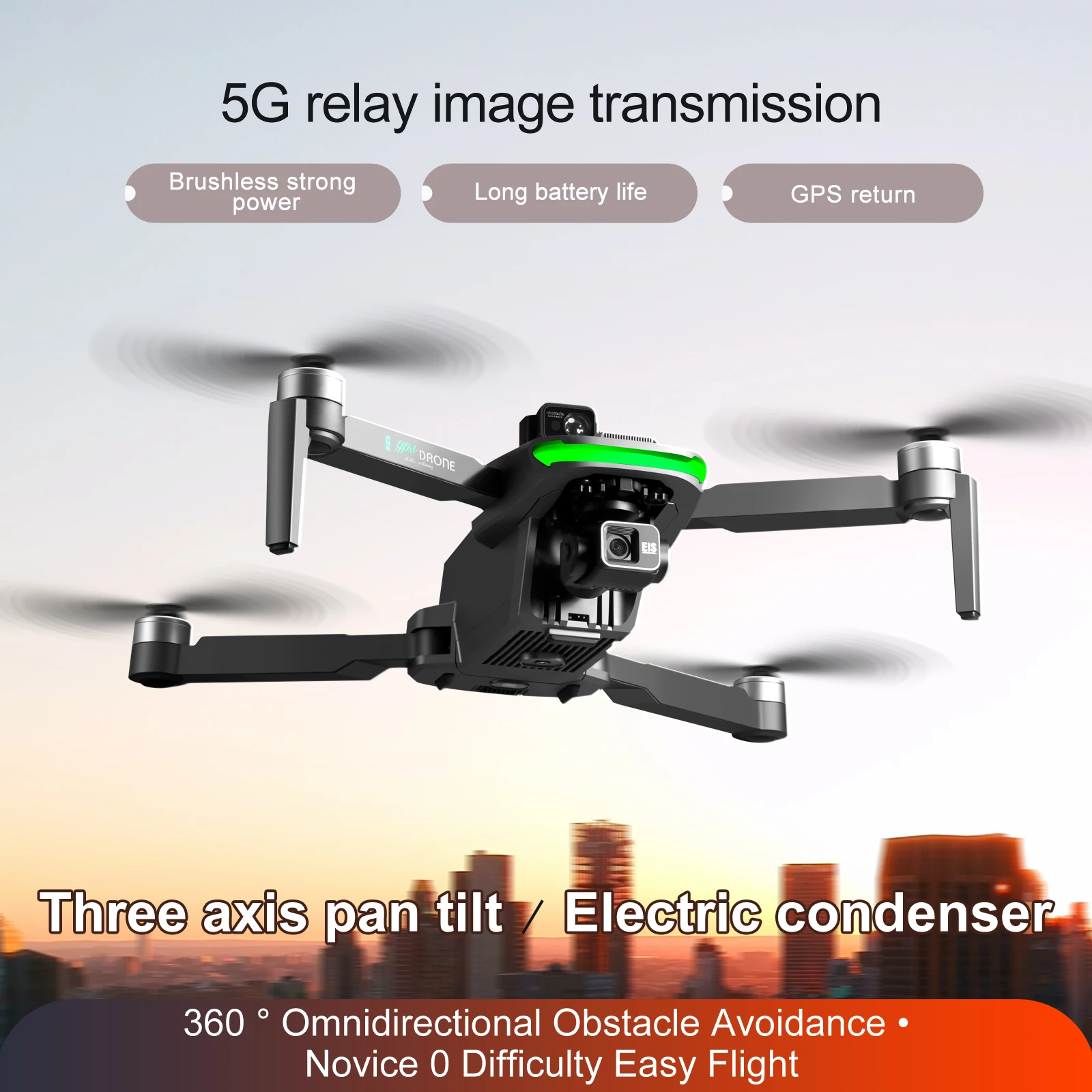 S155 전문 드론 8K HD 카메라, 5G 와이파이, 3 축 흔들림 방지, 브러시리스 GPS, 360 ° 레이저 장애물 회피, 접이식 RC 쿼드콥터