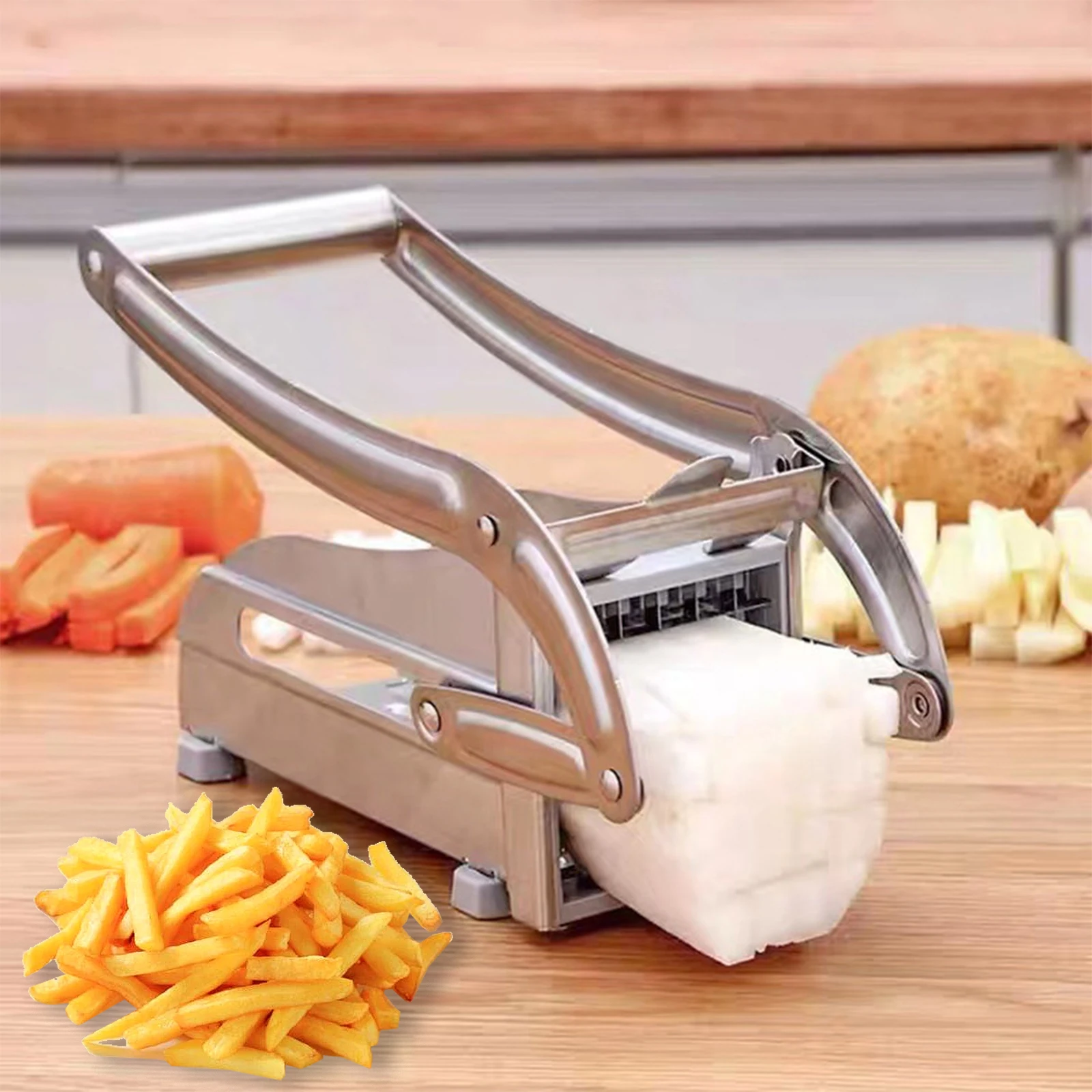 

1Pc Cutting Potato Machine Multifunction Stainless Steel Manual Cutter Vegetable Fruit Carrot Cucumber Strip Cutting Device