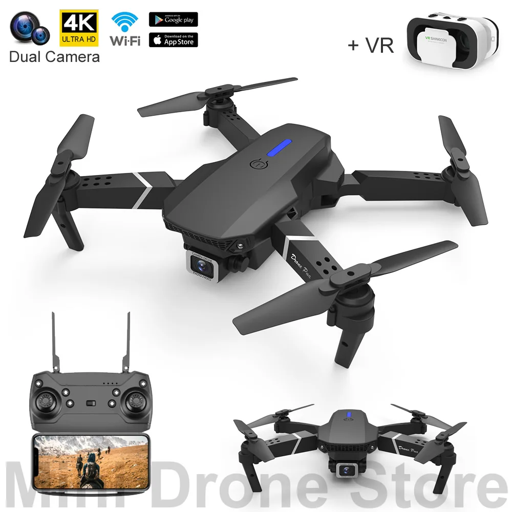 E88 Folding Quadcopter With Dual Camera FPV Rtf Mini Drone VR