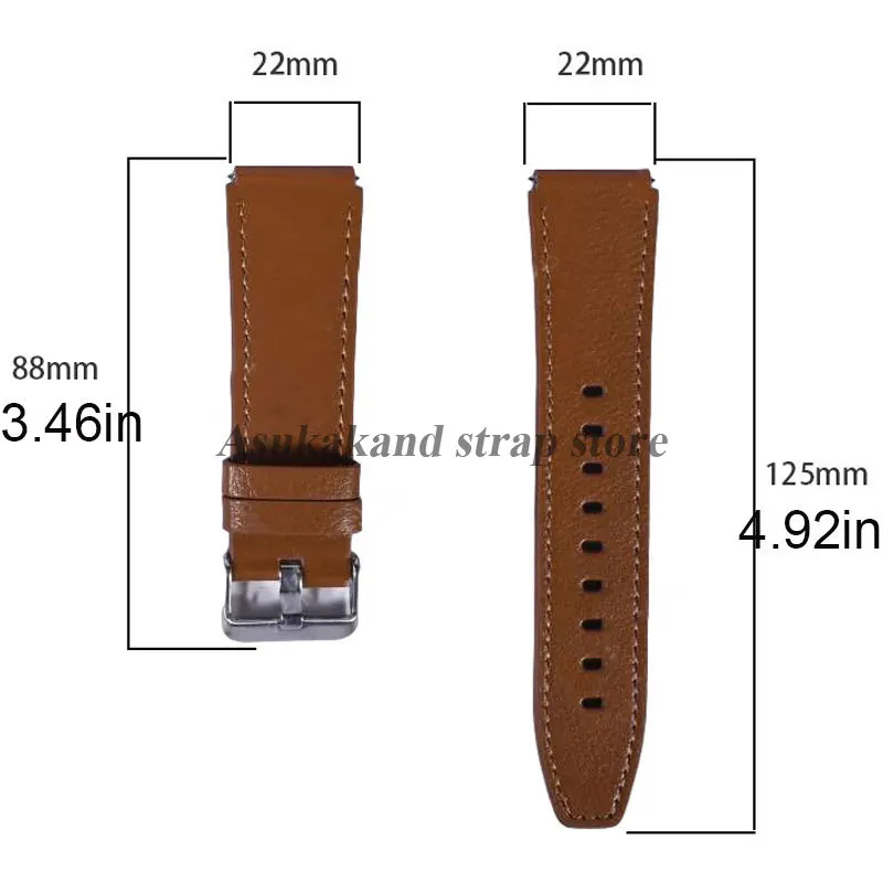 Premium Leather Strap 22mm Band - Elegant Replacement Bracelet