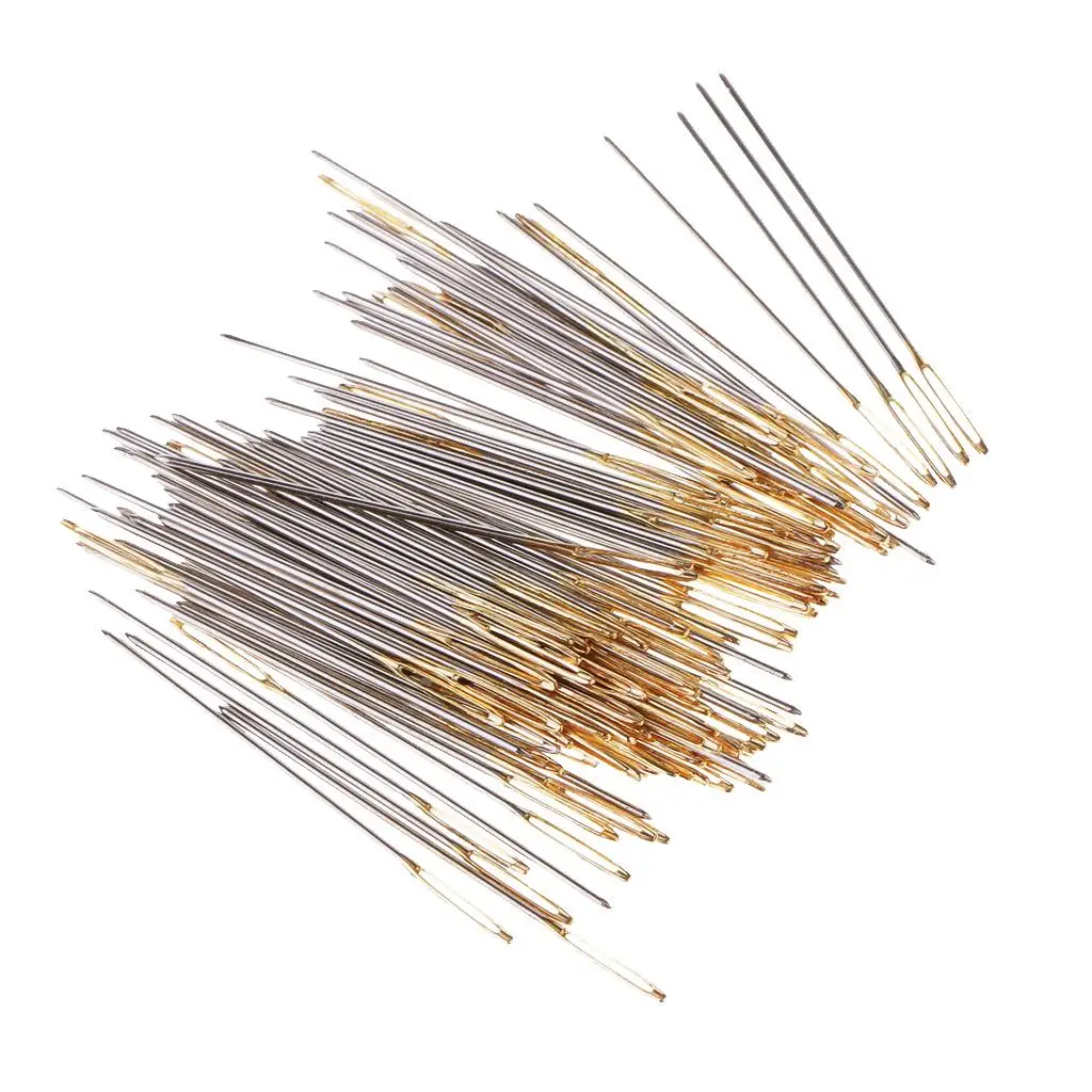 Large-Eye Blunt Needles Yarn Knitting Needles Sewing Cross Stitch Size 26 100 Pieces Golden Tail sewing needles