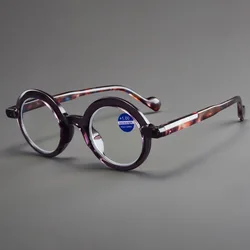 Retro Round Frame Anti - Blue Light High - Definition Fashionable Eyewear - +400 (Purple)