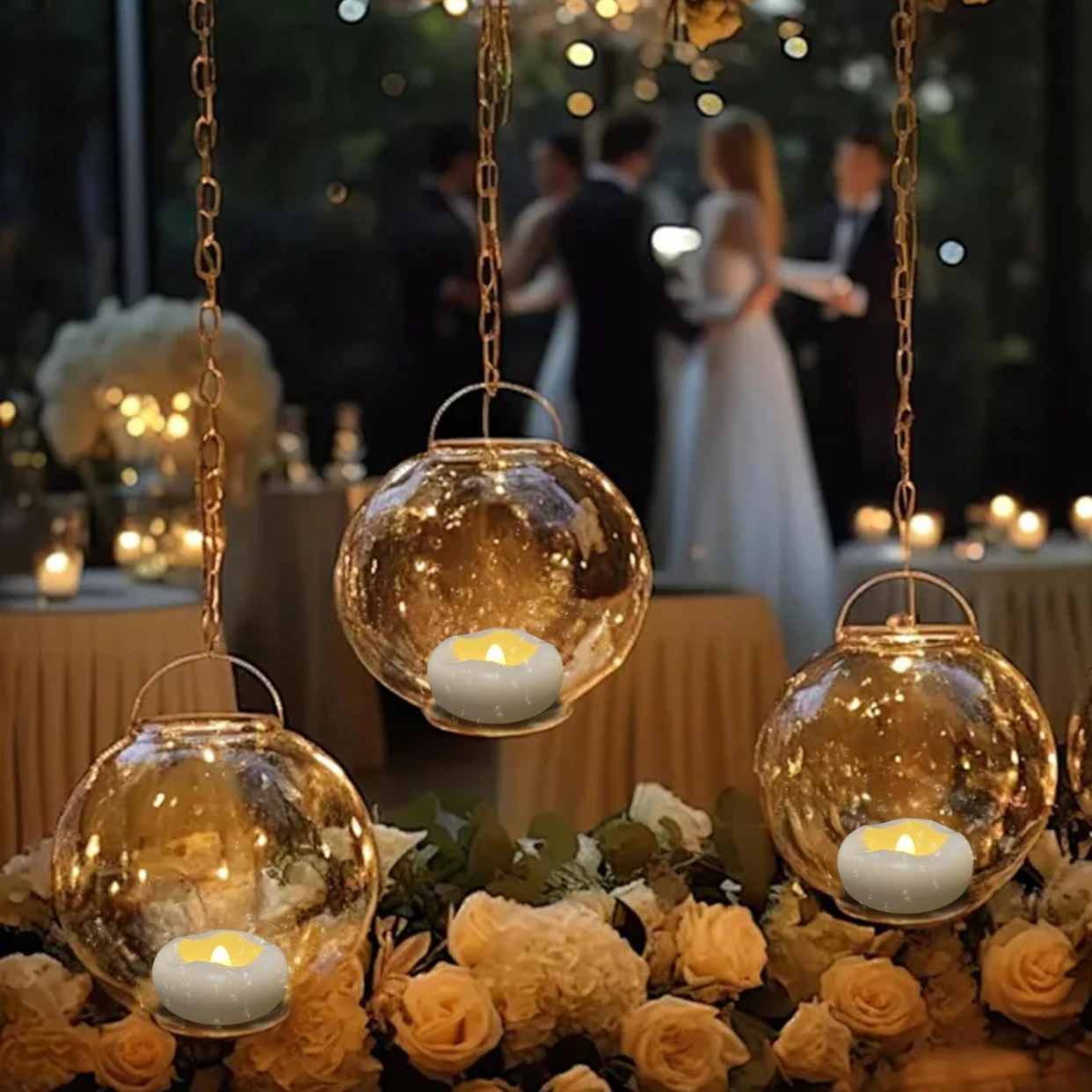 12-100 قطعة الشموع العائمة عديمة اللهب لقطع مركزية الزفاف LED Tealight 5.5/7.5 سنتيمتر بطارية تعمل شمعة تعويم بركة سبا ديكور