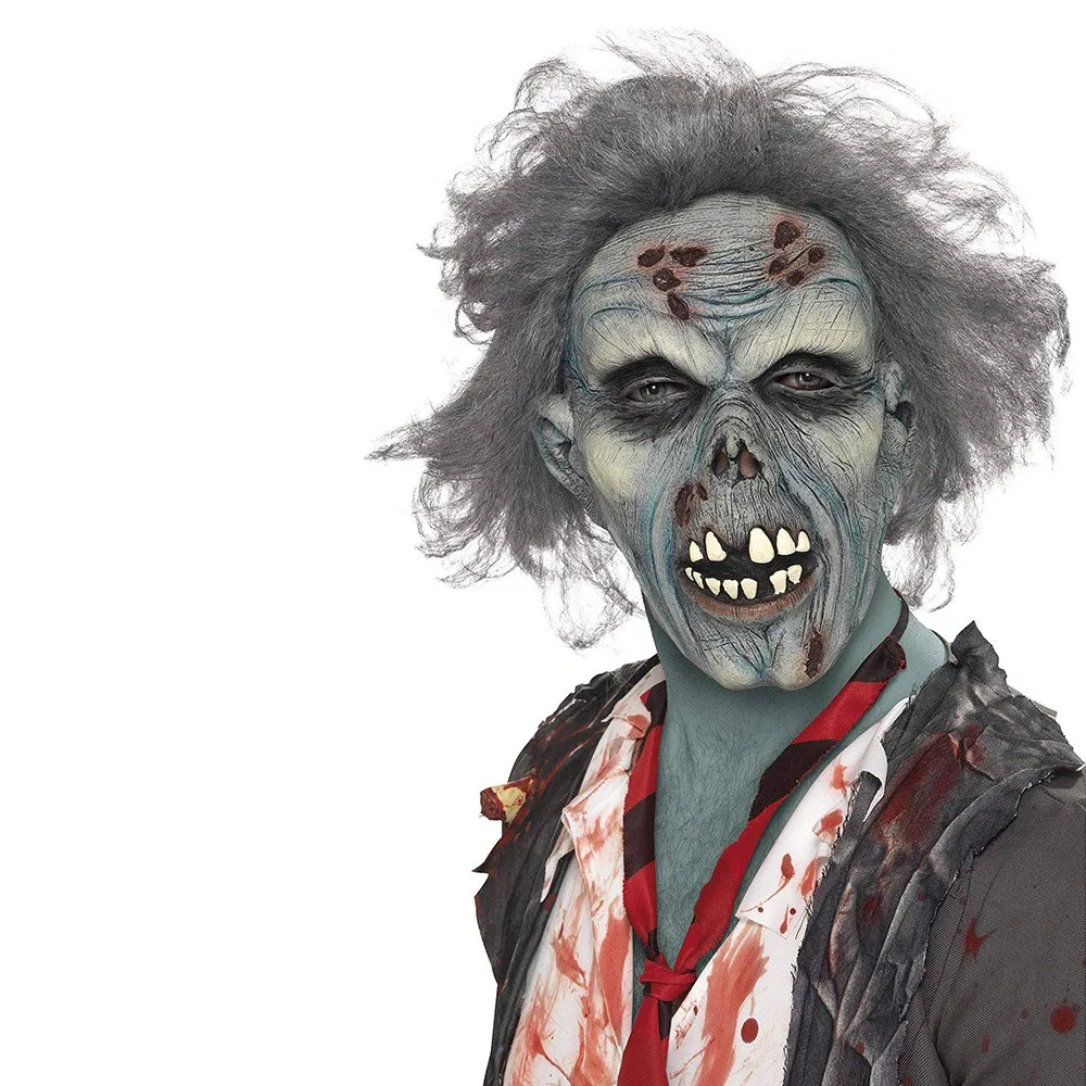 Smiffys Men's Decaying Zombie Mask with Hair