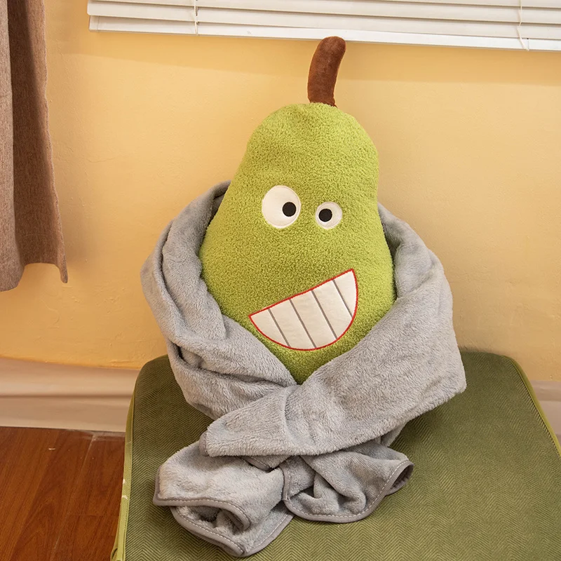 45cm Kawaii Funny Big Pear Plush Throw Pillow Toy Soft Sofa Cushion Stuffed Fluffy Fruit Plushies Doll Home Decor for Kids Gifts