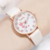Gaiety 5PCS/Set Fashion Casual Women's Watch Pu Belt Quartz Watch Four Heart Dial Watch Daisy Bracelet Set Girl's Gift 2