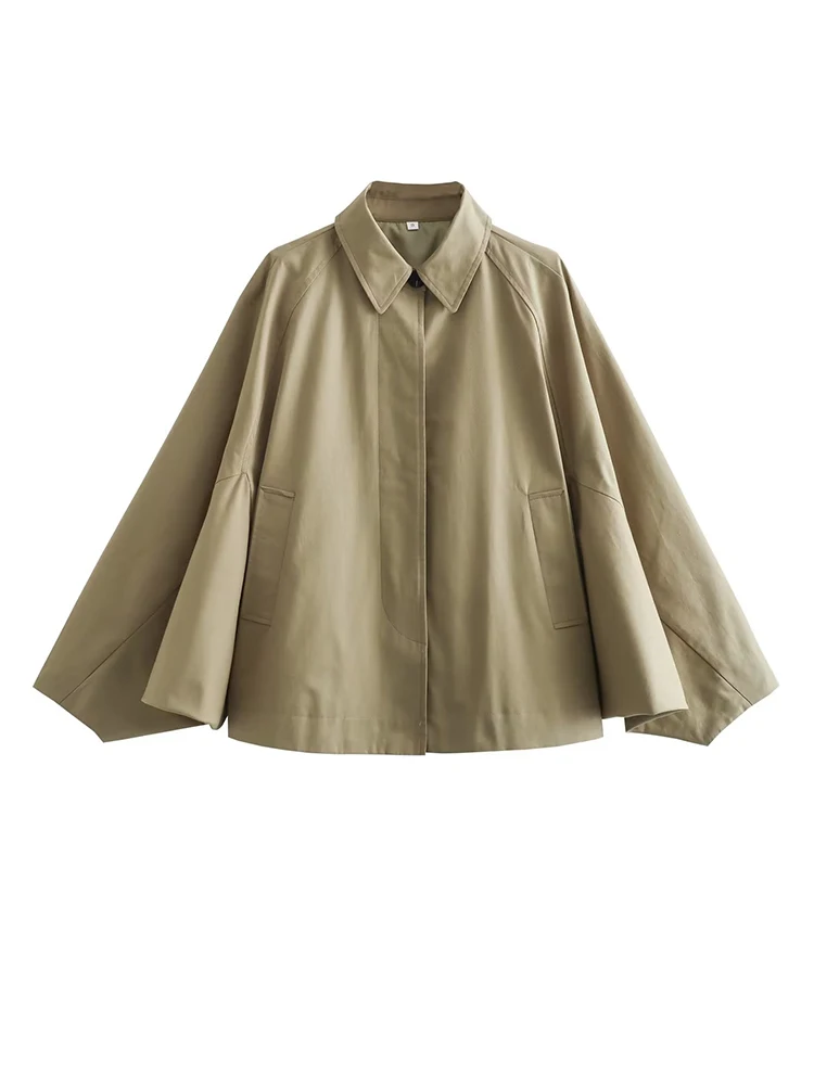 

Winter 2023 Women Oversize Cape Style Trench Coat Vintage Windbreaker