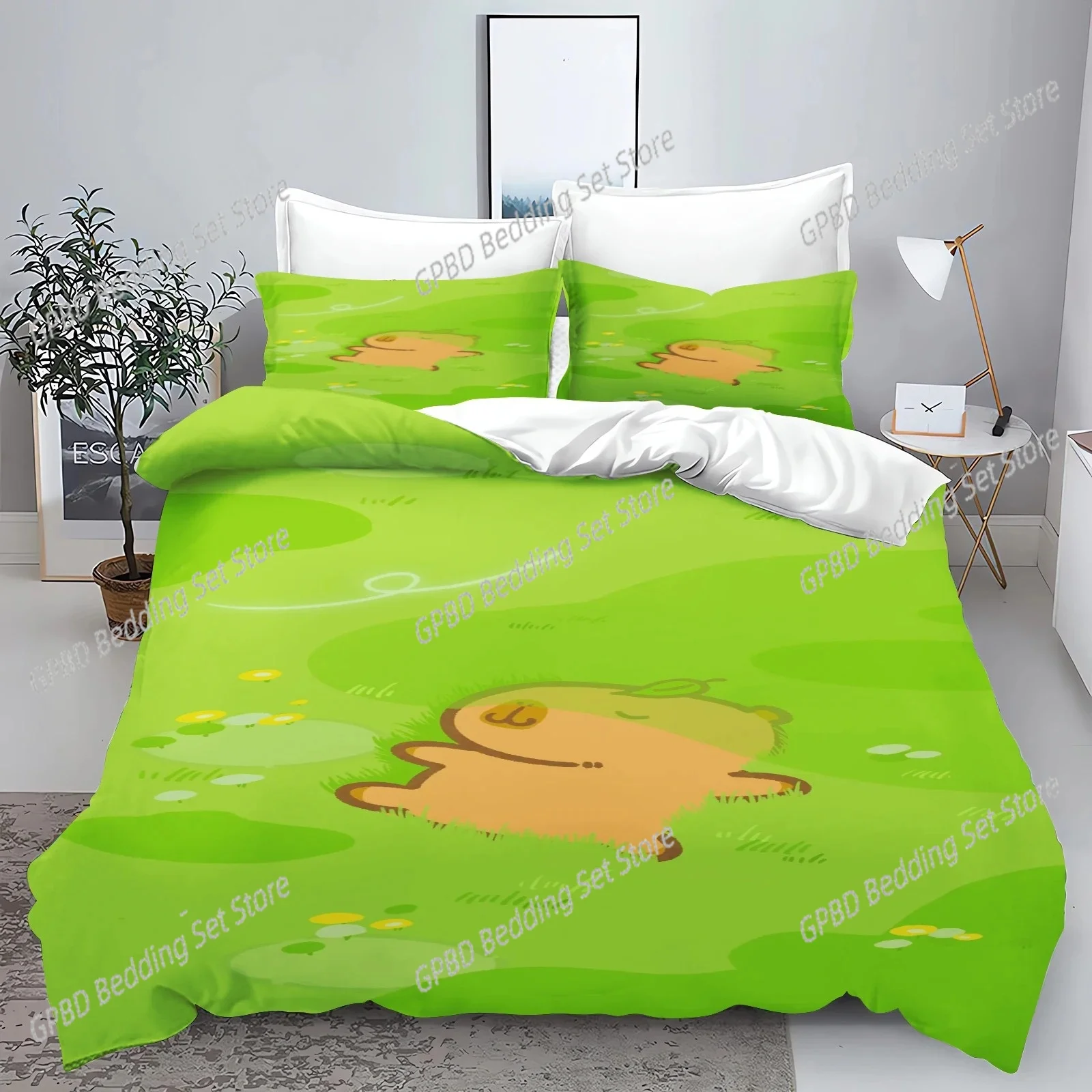 New 3d Print Kawaii Animal Capybara Bedding Set Boys Girls Twin Queen Size Duvet Cover Pillowcase Bed Kids Adult Home Textiles 6