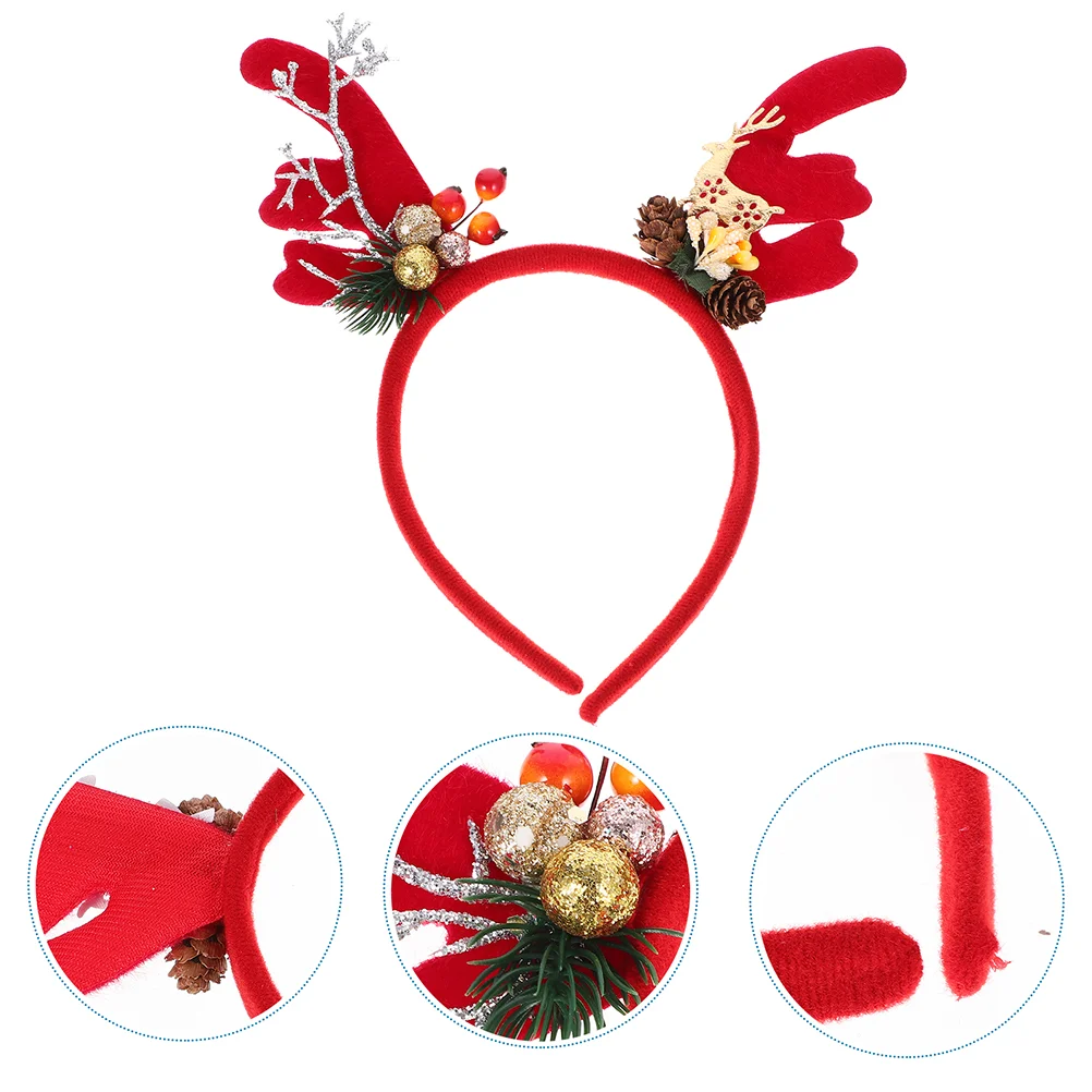 

2 Pcs Antler Headband Reindeer Antlers Holiday Headbands for Party Hair Accessories Headpiece Christmas Decoration Fabric Child