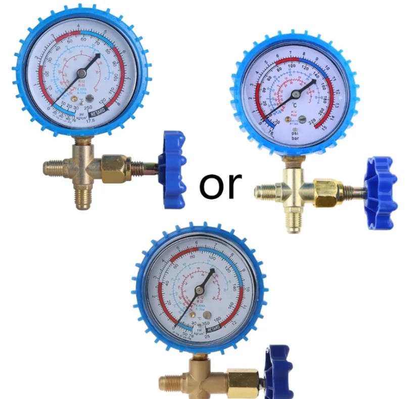 1개 랜덤 220PSI 500PSI 에어컨 냉매 충전 압력 게이지 마노미터