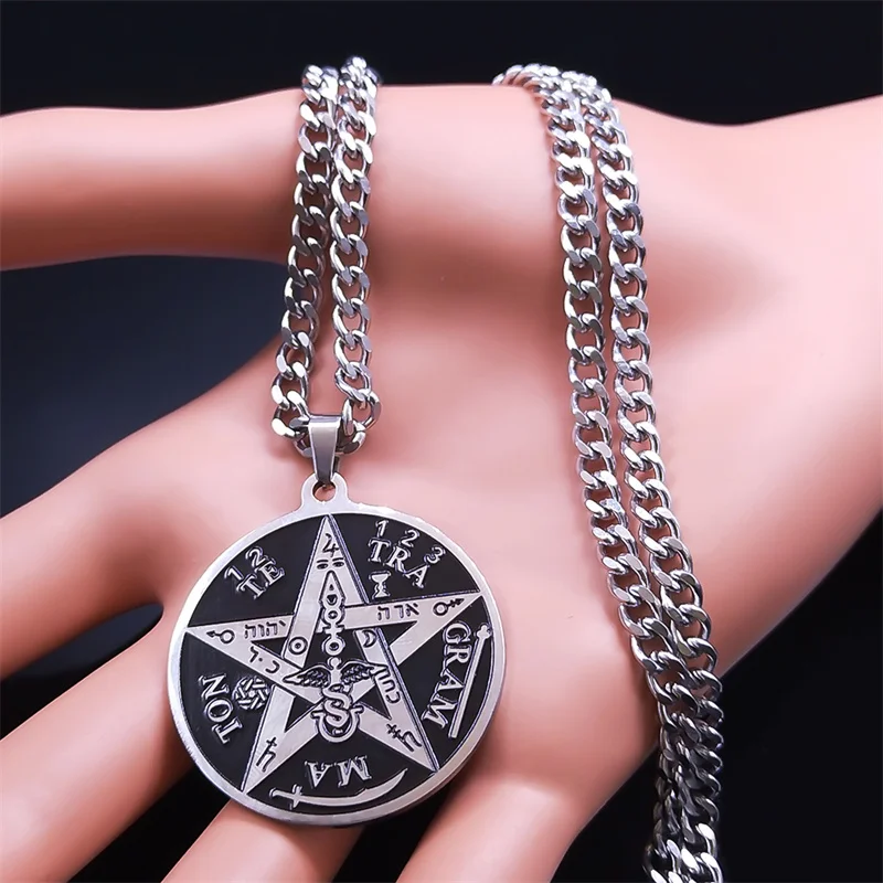 Witchcraft Gothic Dark Pentagram Necklace Stainless Steel Original Tetragrammaton Solomon Amulet Necklaces For Women Jewelry