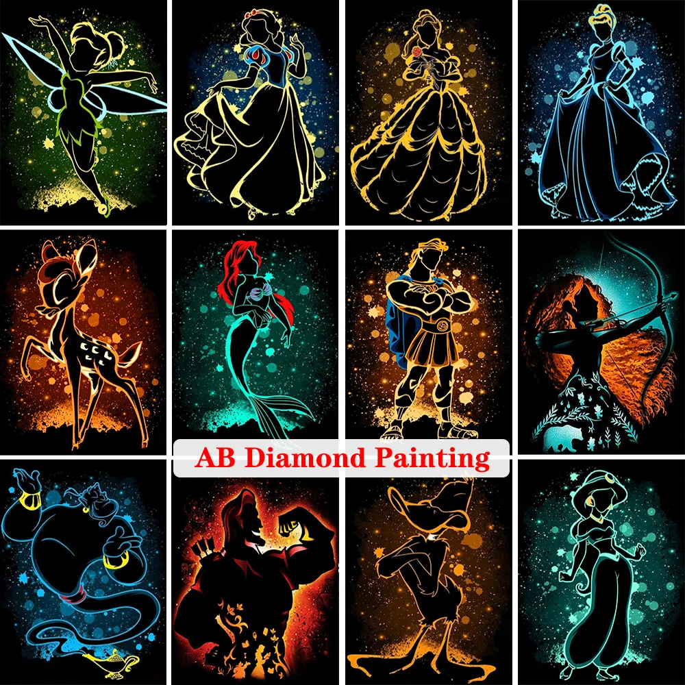 Disney 5D DIY AB Diamond Drawing Magic Cartoon Princess Set Hobby Art Round Diamond Bambi Diamond Mosaic Embroidery Home Decor