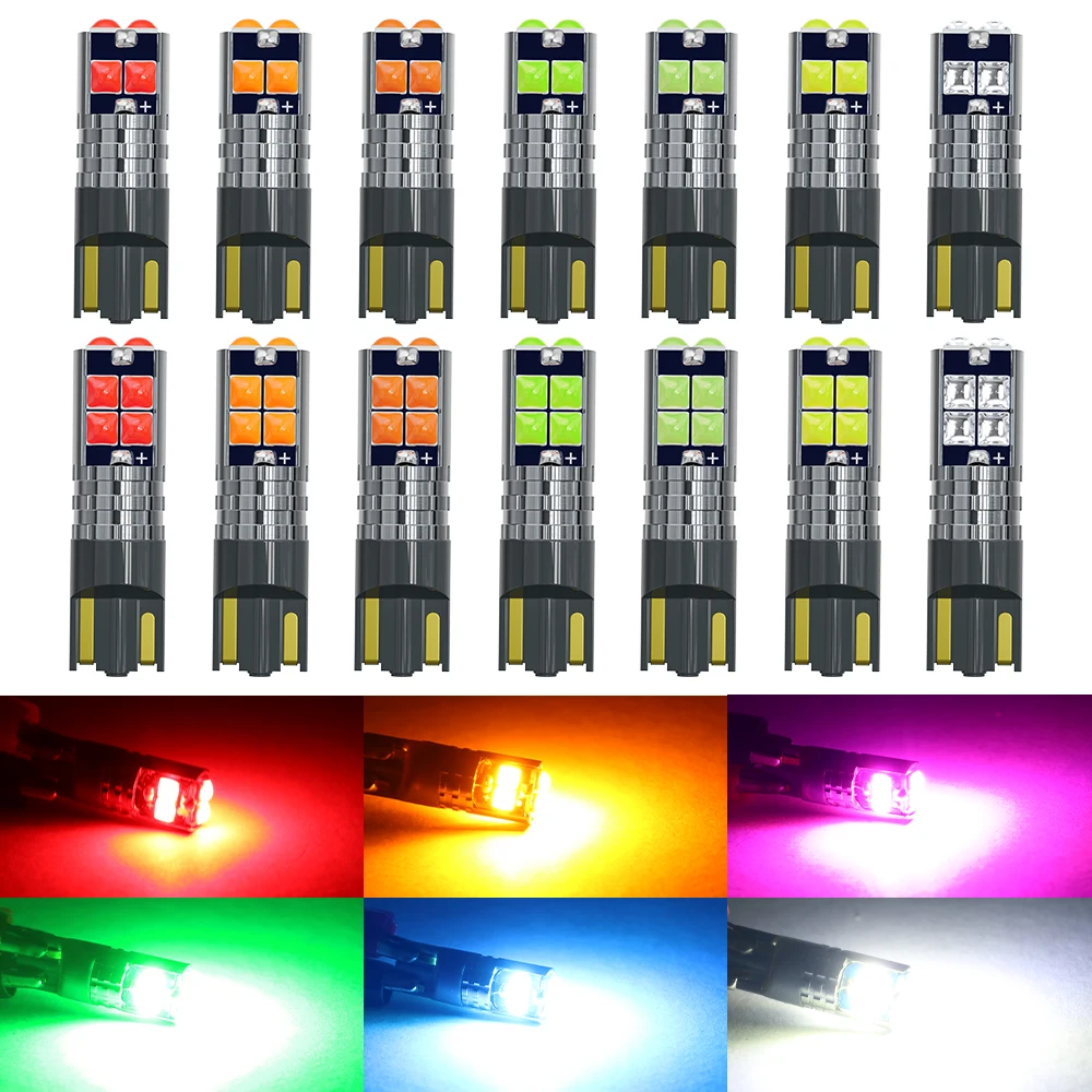 

2Pcs W5W LED T10 Led Canbus 168 194 LED Bulb 3030SMD Car Side Marker Light License Plate Lamp White Blue Yellow Red Pink 6000K