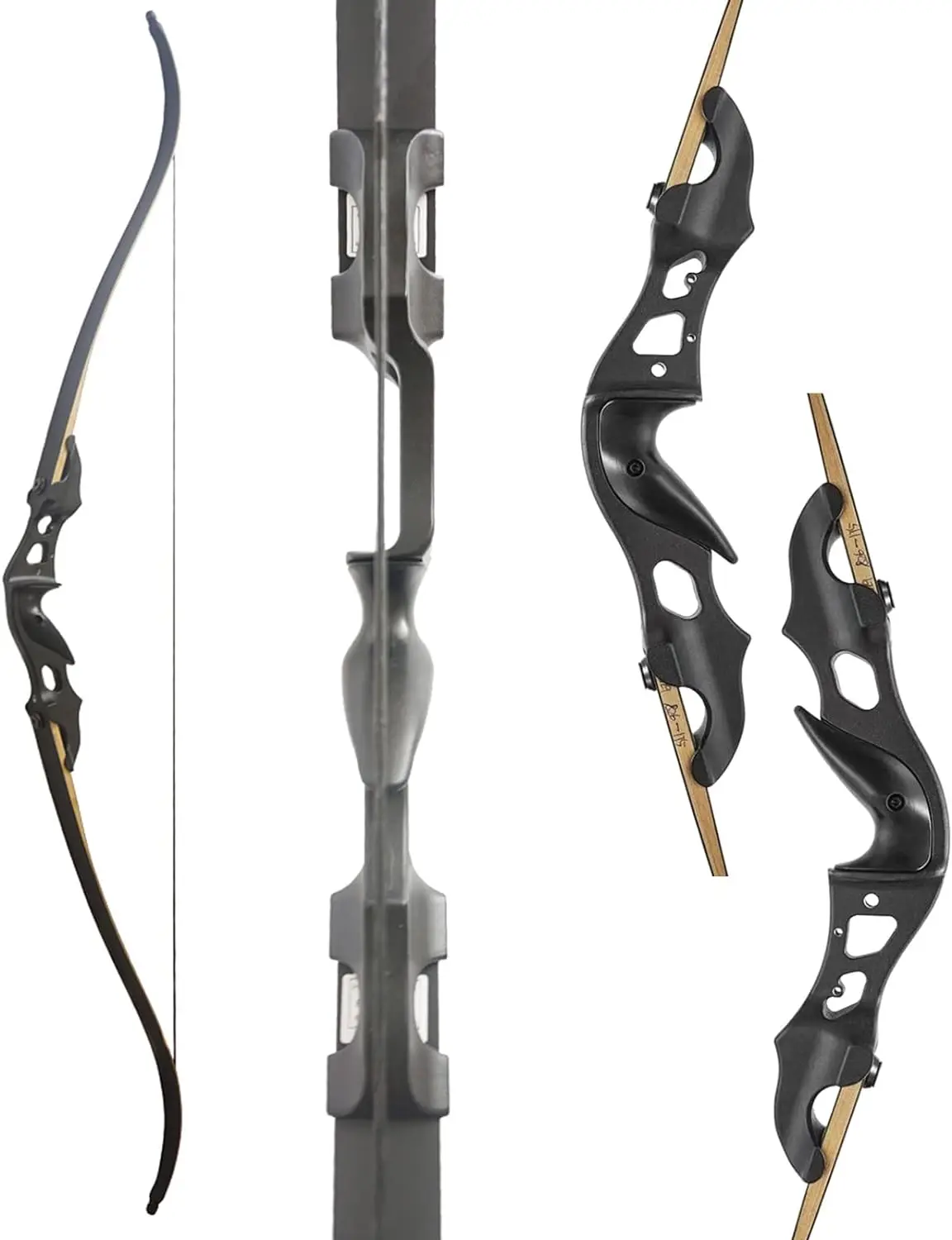 

60" Black Hunter Recurve Bow Takedown Hunting Recurve Bow Metal Riser Longbow 20-55 Lbs Right Handed for Adult & Youth Beginner