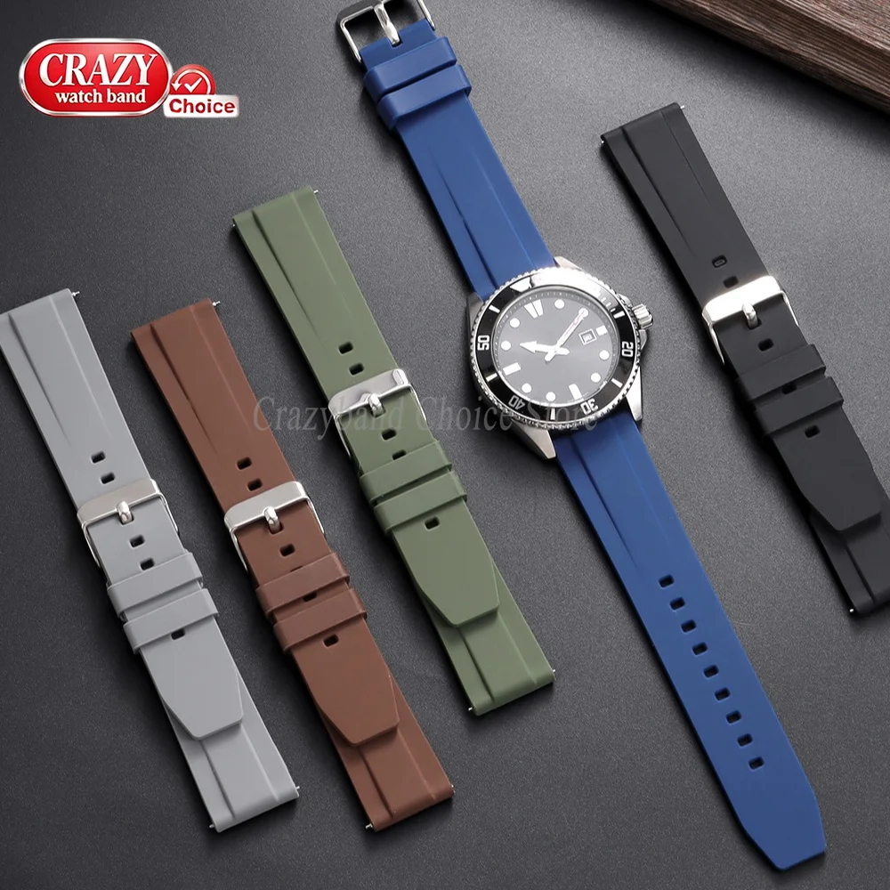 Waterproof Silicone Sport Diving Watch Band with Buckle - Universal Fit Wrist Strap