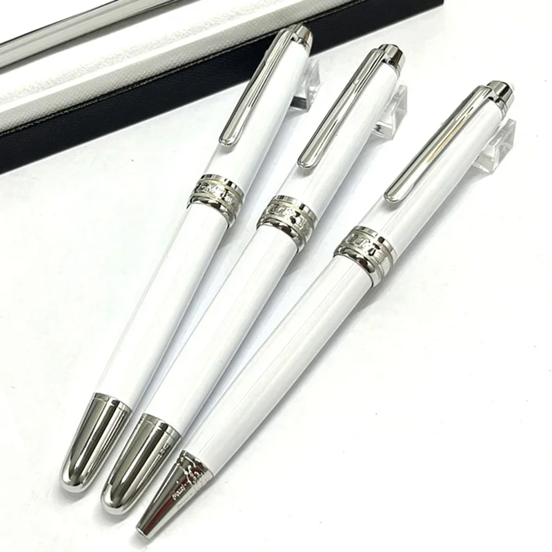 

Lan 163 White Metal MB Ballpoint Rollerball Fountain Pen Office Stationery With Electroplating Carving And Series Number