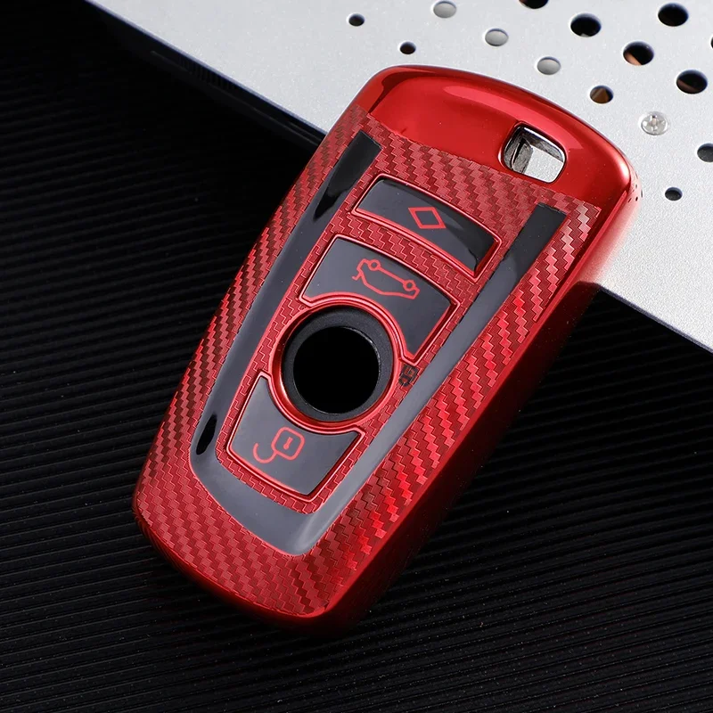 Kwak's Custodia Chiave ABS Per BMW Serie 5, 7, X1, X3, X5, X6 - Forata Con Portachiavi In Pelle Rossa