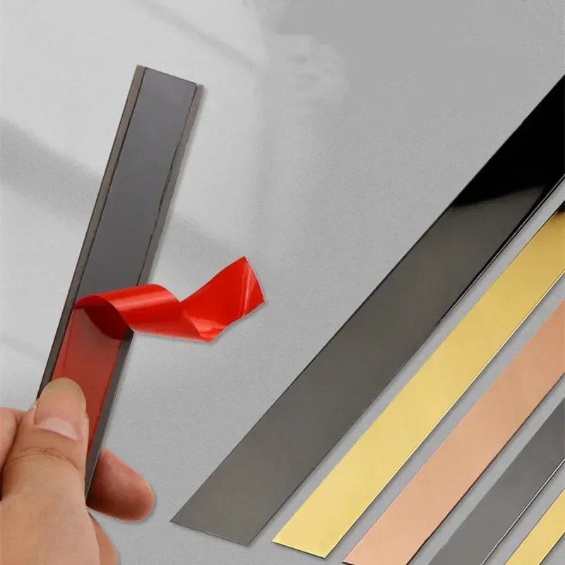 Stainless steel flat rocks plate background wall, suspended ceiling, wall cloth, metal edge strip, titanium alloy self-adhesives