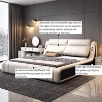 Lampe de chevet esthétique pour chambre à coucher, cadre de lit plateforme double pleine grandeur avec rangement, accessoires pour la maison 2