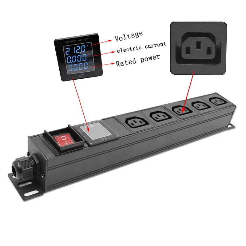 

PDU power strip distribution device network cabinet rack C13 socket 5AC socket with ammeter SOCKET 2M extension cable