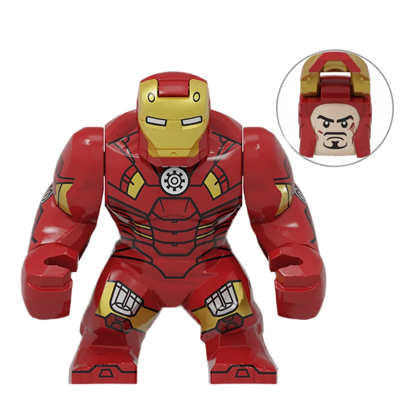 thumbnail image 1 of Bloques de construcción Marvel Figuras de transformación Big Goblin Spiderman Iron Man Venom Capitán Hawk Deadpool Technic Armor Juguetes de regalo, 1 of 5