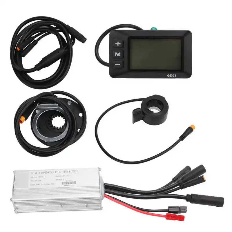 Electric Bike Motor Controller Modification Kit with 22A Controller + GD01 Panel + Throttle Dial Boost Sensor 1 to 2 Wire