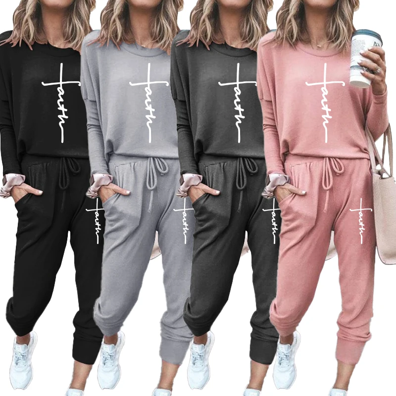 Women's Fashion Women's Printed Two Piece Jogging Set Casual Pullover Sweatwear Long Pants Sweatshirt Jogging Setogging clothes men s pullover hoodie customization your logo printed zipper jacket winter warm high neck hat men s hoodie sweatwear