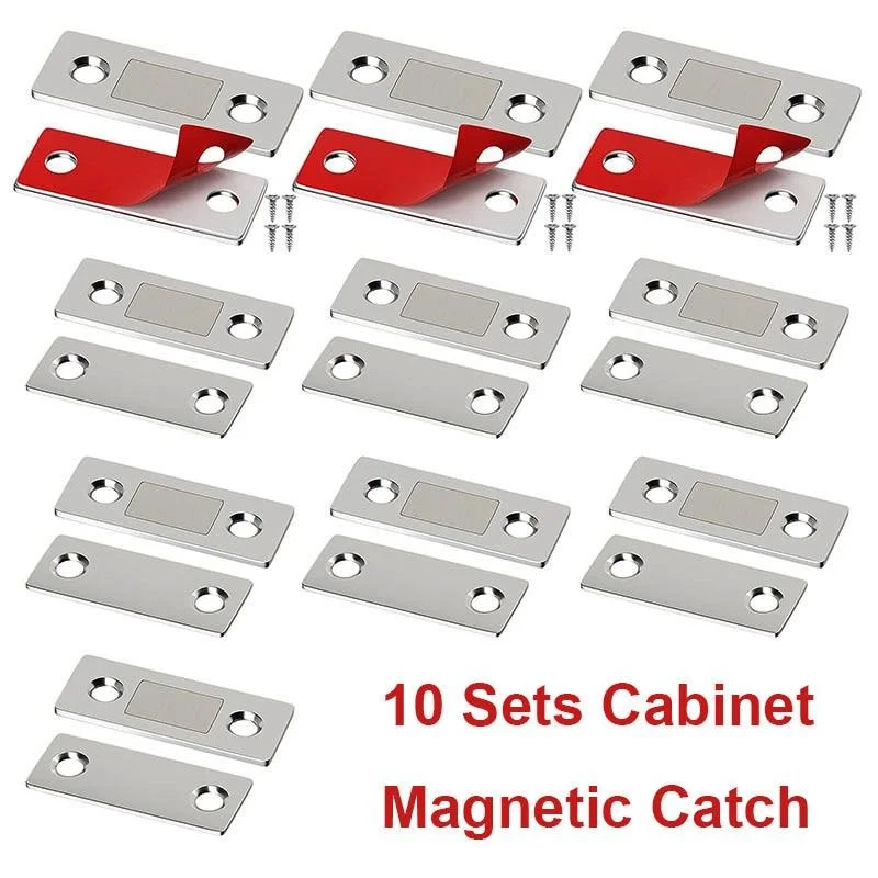 10 Sets Cabinet Magnetic Catch Punch Free Ultra Thin Door Magnets For Cabinets Kitchen Closet Door Latch Closer