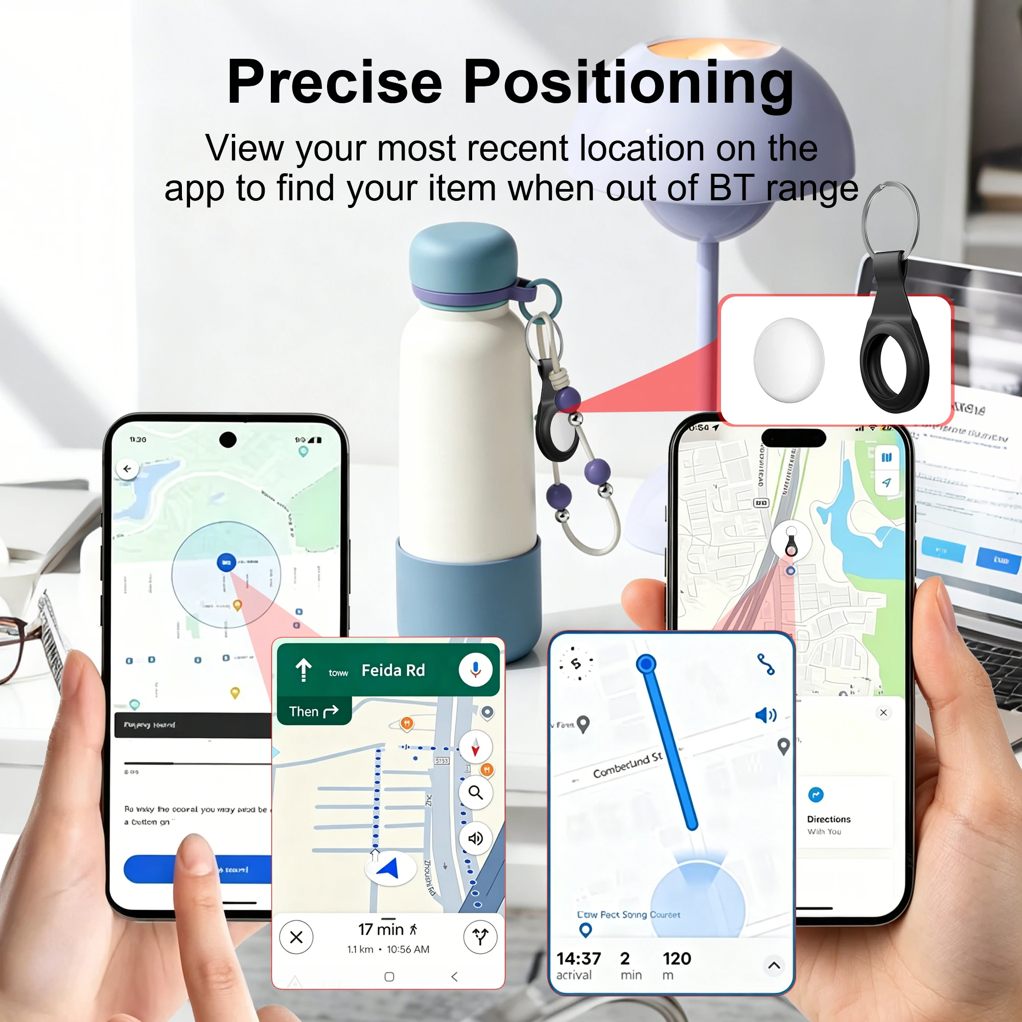 iOS와 안드로이드와 호환되는 새로운 듀얼 시스템 추적기, iOS의 '내 찾기' 또는 구글의 'FindHub'과 연동하도록 설계되었습니다.