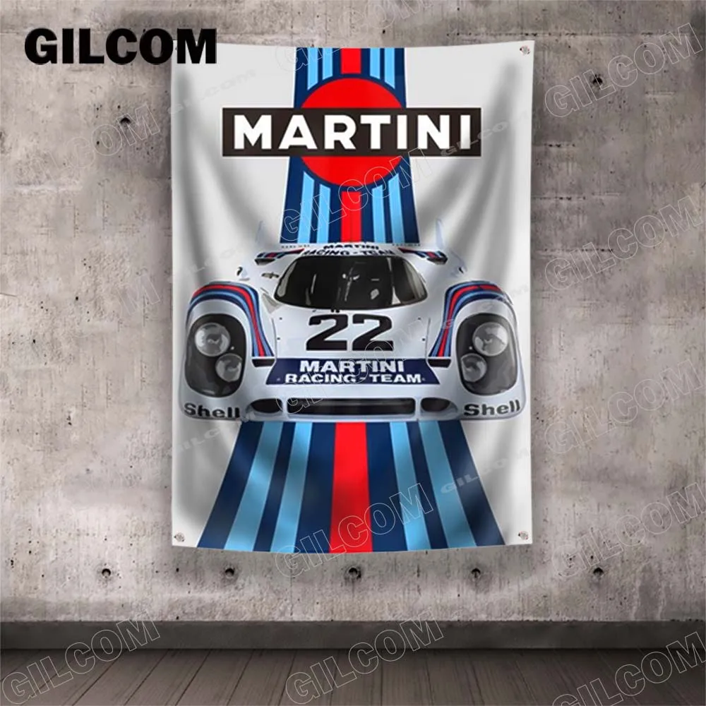 Фото MARTINI флаг гоночный автомобиль живопись Racer Home постер Реклама Логотип Спорт Открытый клуб цифровая печать баннер латунная втулка №4
