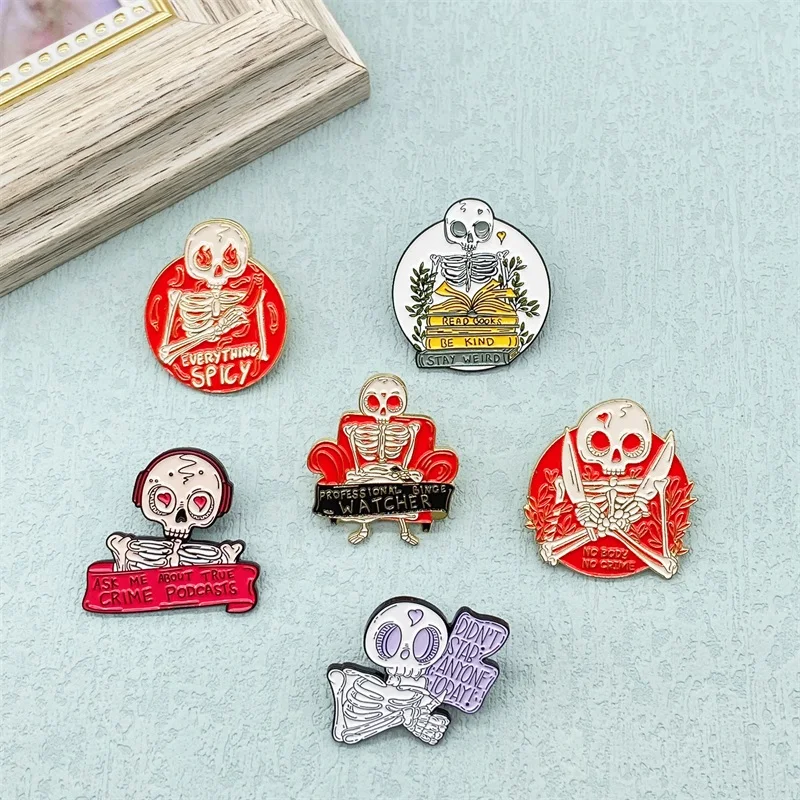 Personalized Punk Style Red Skull Design Metal Enamel Brooch Creative Fun  Bone Badge Pin Clothing Bag Accessories Jewelry Gift - AliExpress