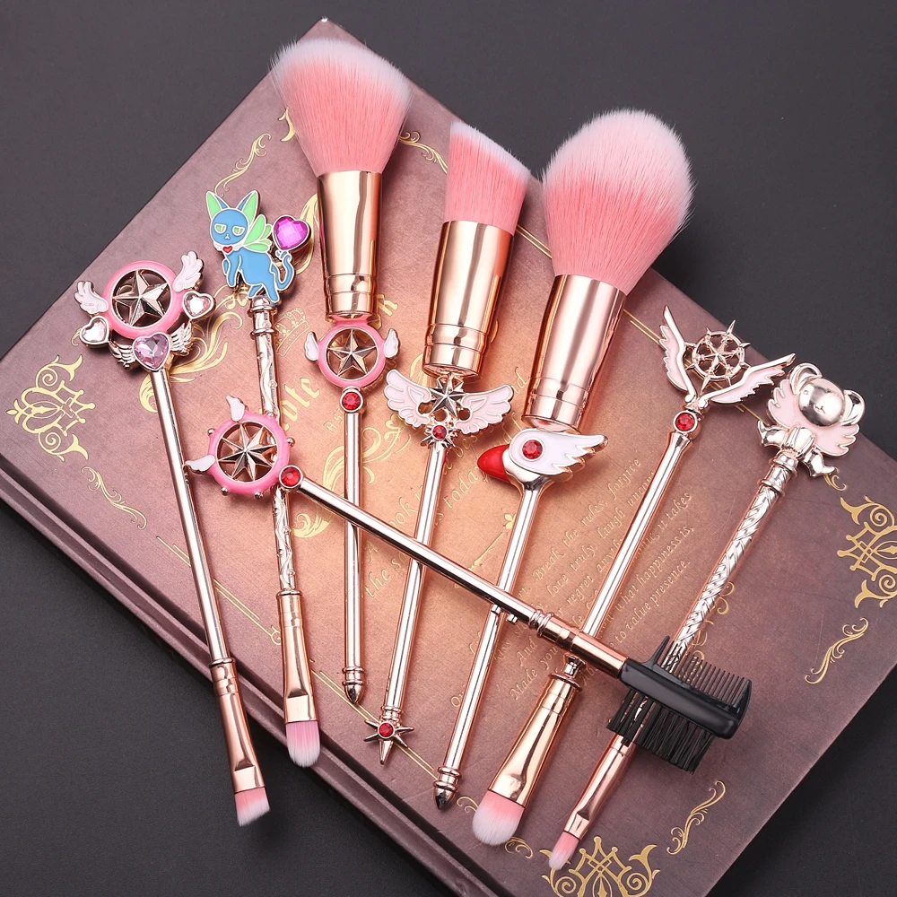 

8 Makeup Brushes Set Metal Handle Brush Full Set Girl Heart Beauty Tools